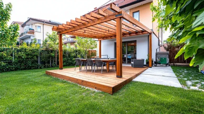 Custom deck design with secure framing and clean modern lines