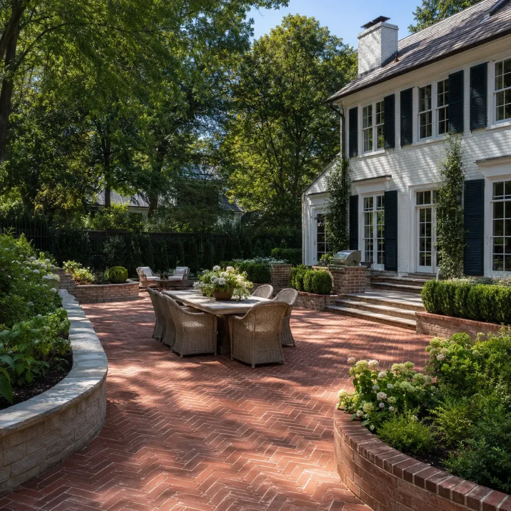 Backyard patio built for outdoor dining and relaxation