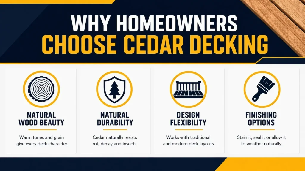 cedar-decking-indianapolis-1 Cedar decking in Indianapolis featuring natural wood appearance, durability, custom design options, and outdoor living appeal