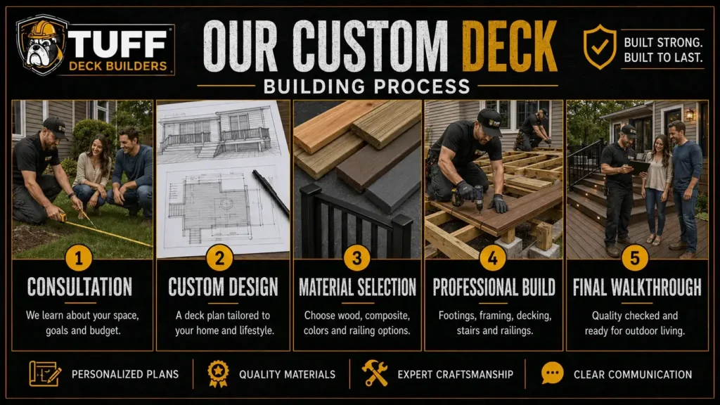 Custom deck building process from consultation and design to construction in Indianapolis