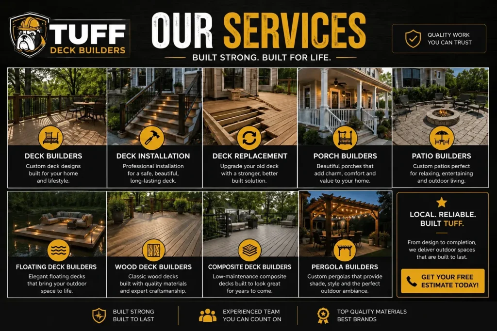 Deck, porch, patio, pergola, wood, composite, and floating deck services in Indianapolis, IN
