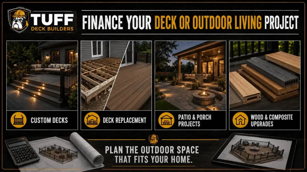 Flexible deck financing options for Indianapolis outdoor living projects including decks patios and porches