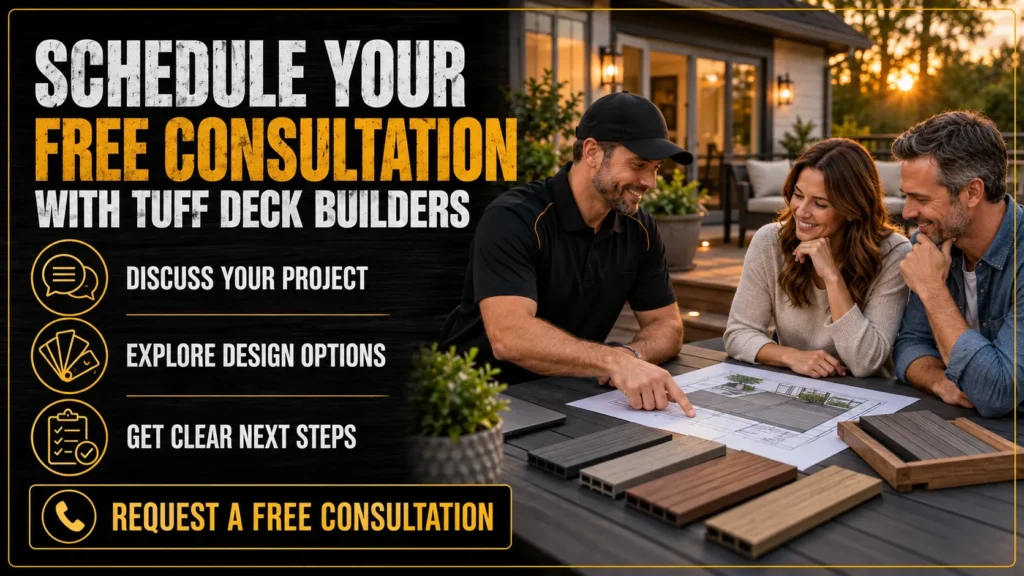 Tuff Deck Builders Indianapolis contractor discussing design options during a free consultation