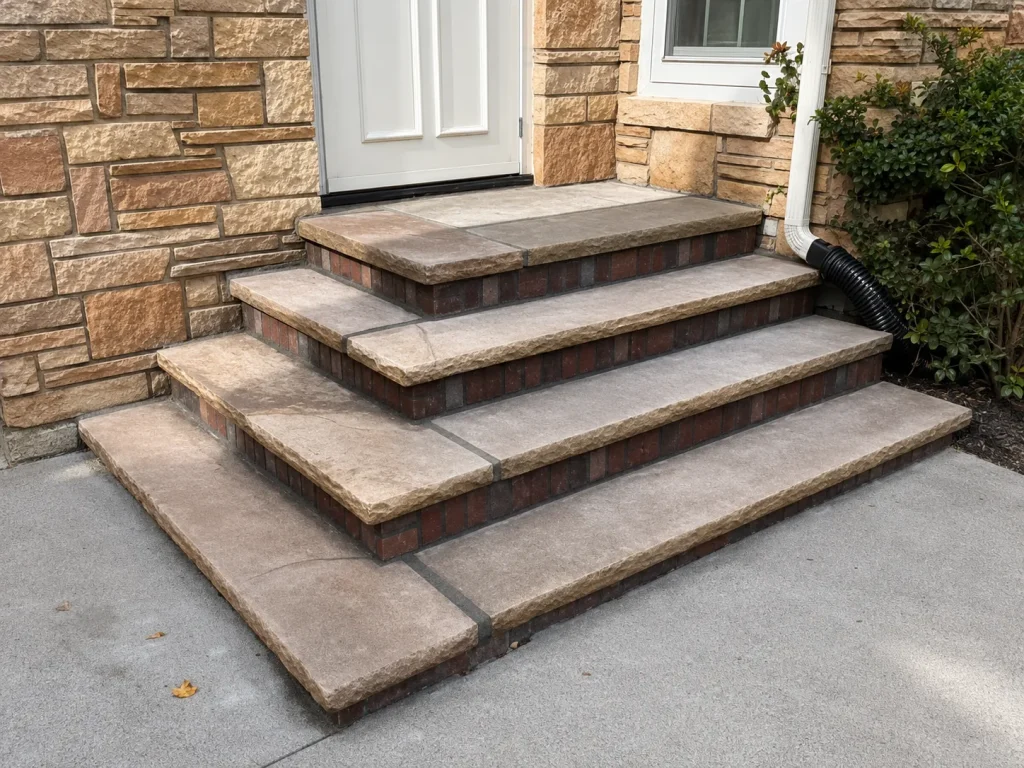 Stone entry steps and landing at a residential home in Indianapolis, IN