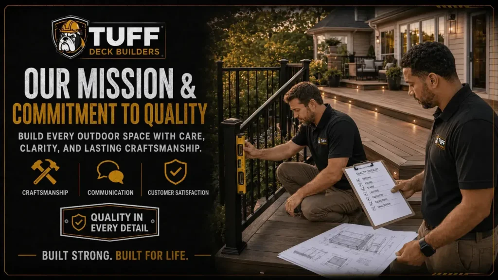 Tuff Deck Builders Indianapolis mission focused on craftsmanship, communication, and customer satisfaction