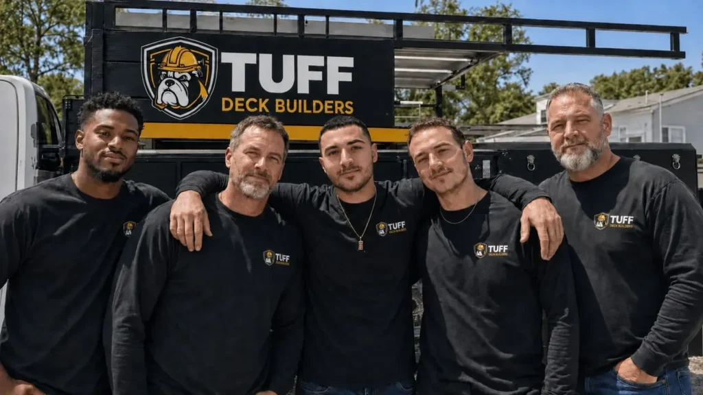 tuff-deck-builders-team-indianapolis-1 Tuff Deck Builders Indianapolis crew standing in front of a branded work truck