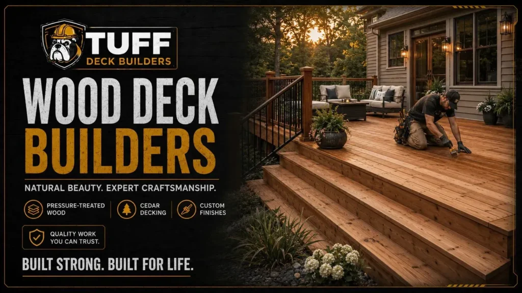 wood-deck-builders-indianapolis-1 Custom wood deck in a residential backyard in Indianapolis, IN.
